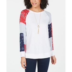 Style & Co Patchwork Sleeve Top